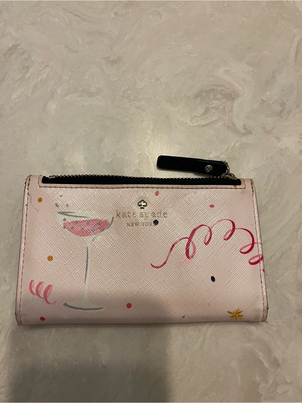 kate spade Pink Cocktail Confetti Zip Card Holder